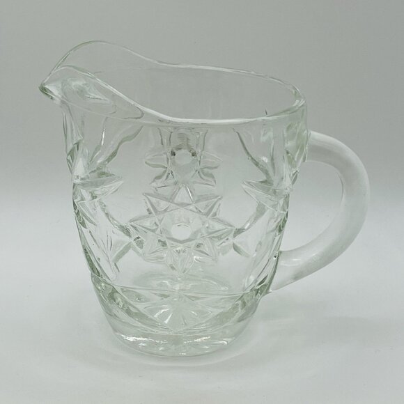 Clear Starburst Anchor Hocking Glass Cream Pitcher Vintage 1960's - Picture 1 of 7